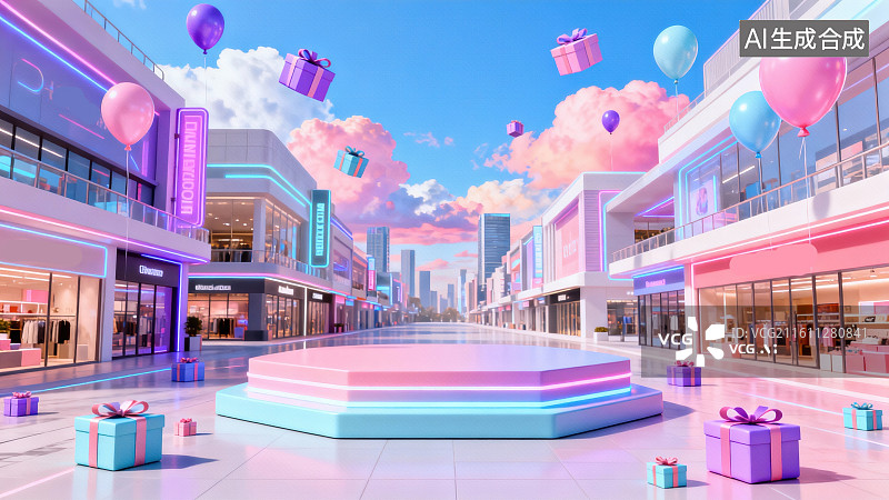 【AI数字艺术】未来风格商业街区图片素材