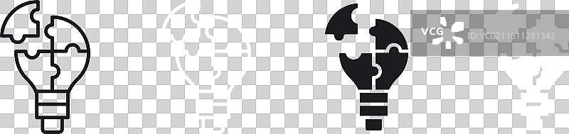 灯泡拼图片段细线图标集图片素材