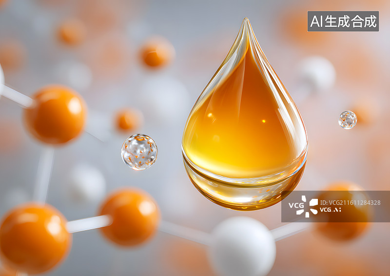 【AI数字艺术】一滴金色的精油图片素材