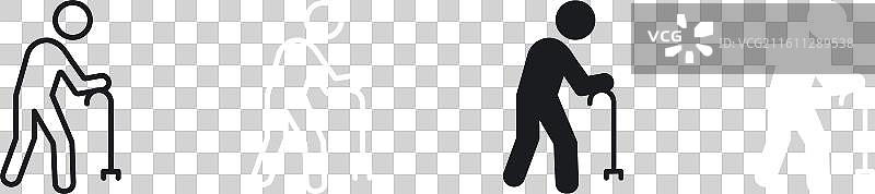 老人细线图标集图片素材