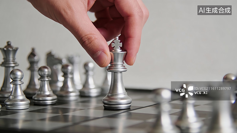 【AI数字艺术】棋盘上的国际象棋特写镜头图片素材