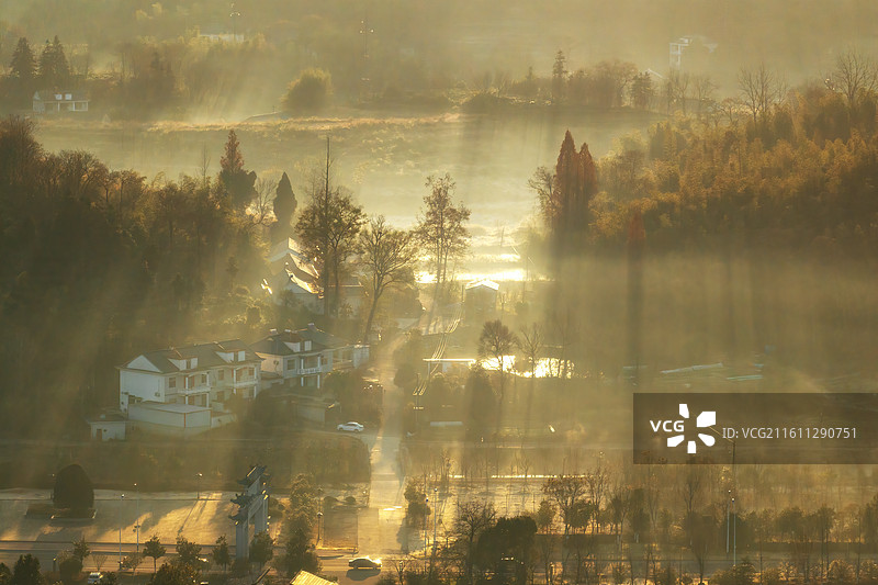 安徽省六安市霍山县城市景观航拍图片素材