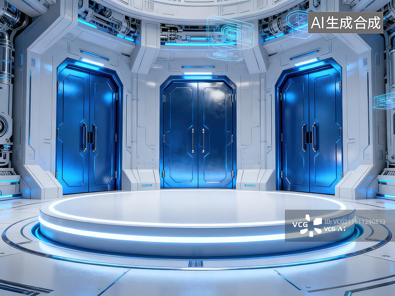 【AI数字艺术】未来科技舱室内部场景图片素材