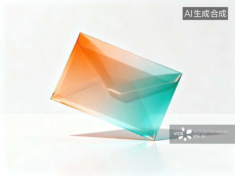 【AI数字艺术】渐变色透明信封图片素材