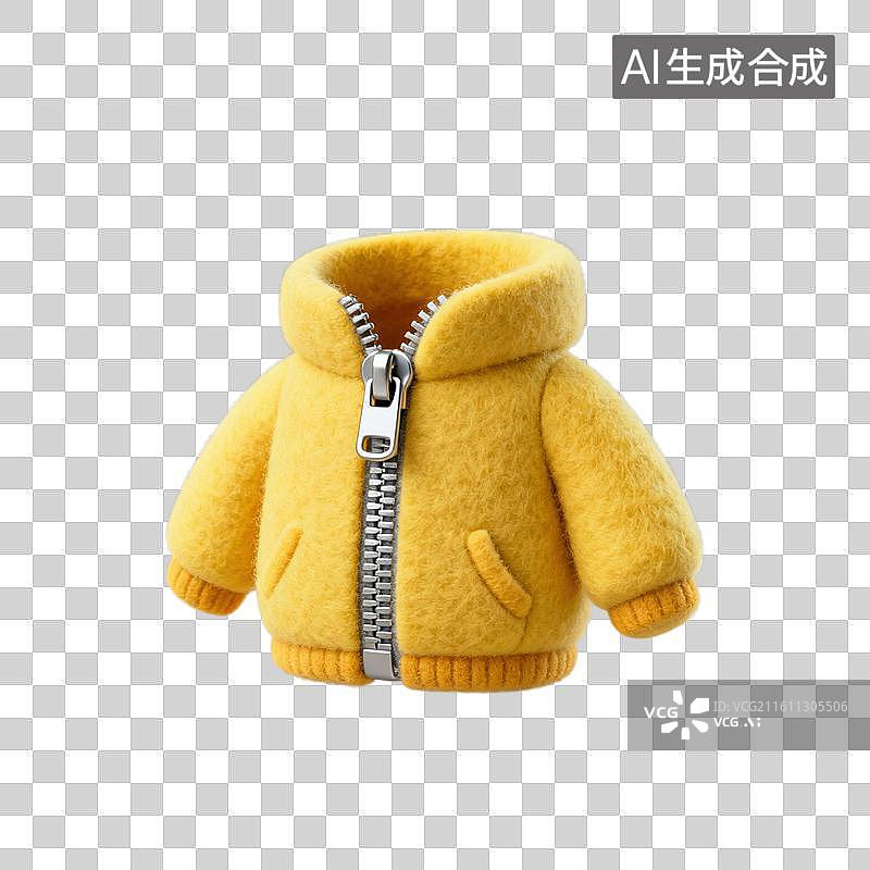 【AI数字艺术】3D毛毡材质带拉链的短款外套元素图片素材