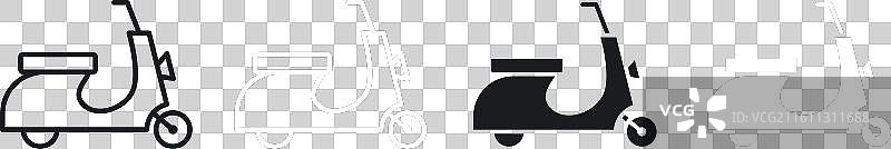 滑板车细线条图标集图片素材