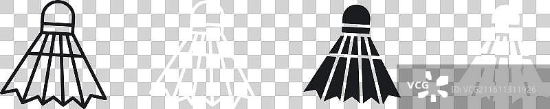 羽毛球细线图标集图片素材