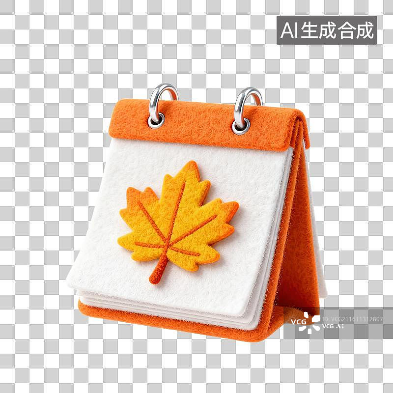 【AI数字艺术】3D毛毡材质枫叶台历摆件元素图片素材