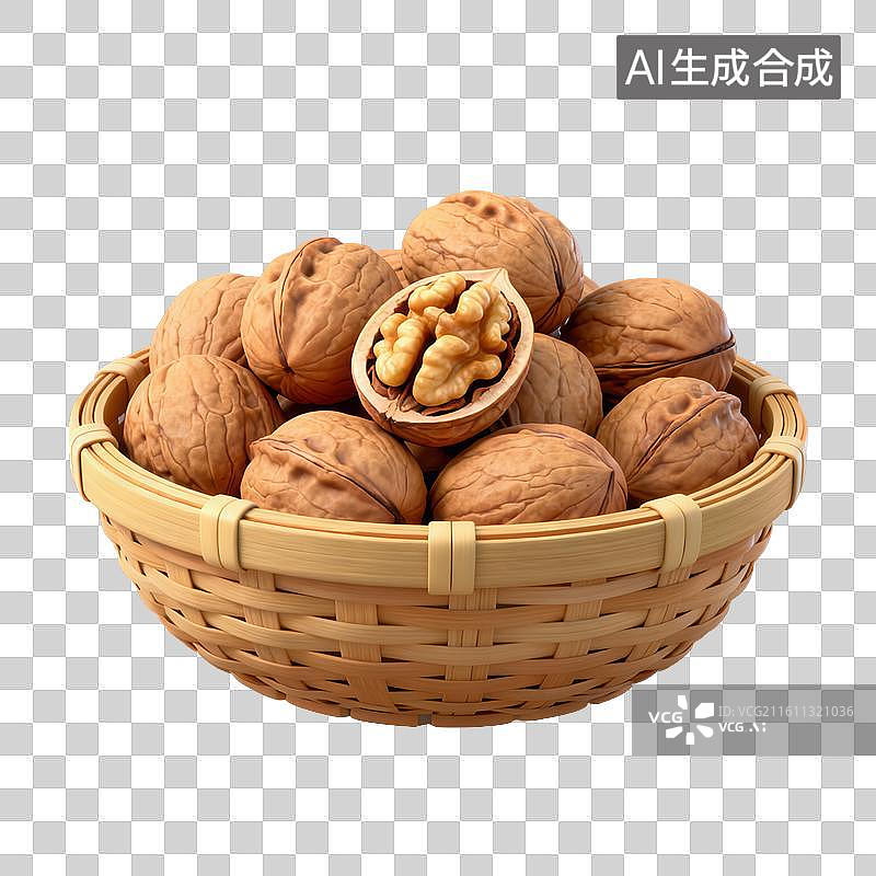 【AI数字艺术】3D二十四节气立冬轻拟物核桃元素图片素材