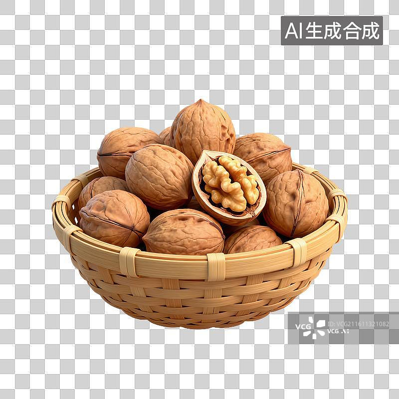 【AI数字艺术】3D二十四节气立冬轻拟物核桃元素图片素材