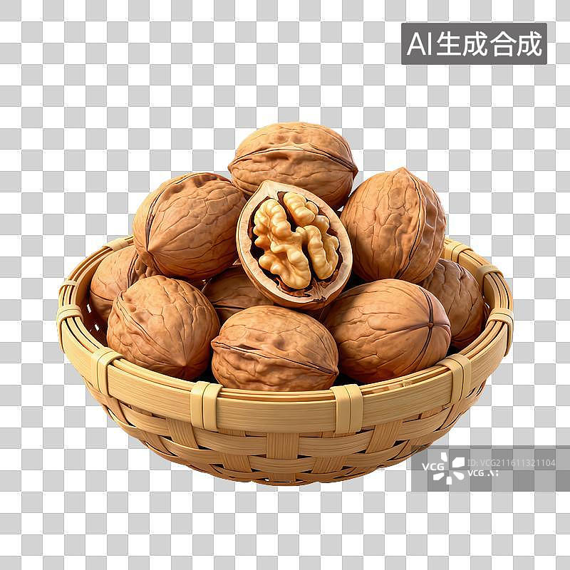 【AI数字艺术】3D二十四节气立冬轻拟物核桃元素图片素材