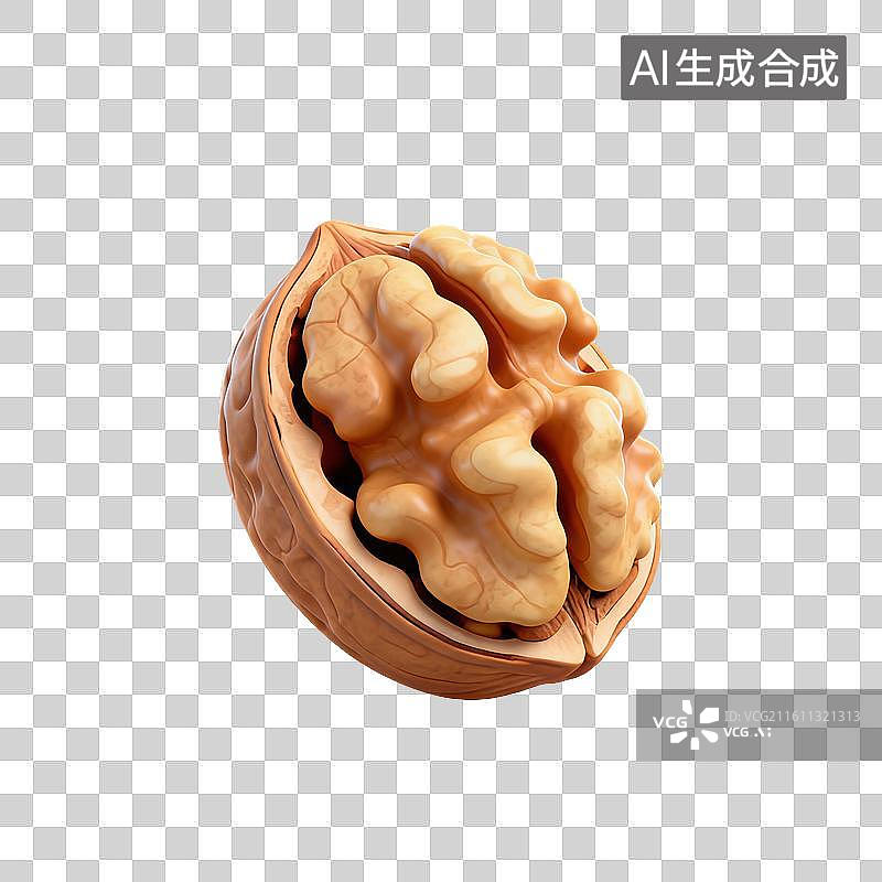 【AI数字艺术】3D二十四节气立冬轻拟物核桃元素图片素材