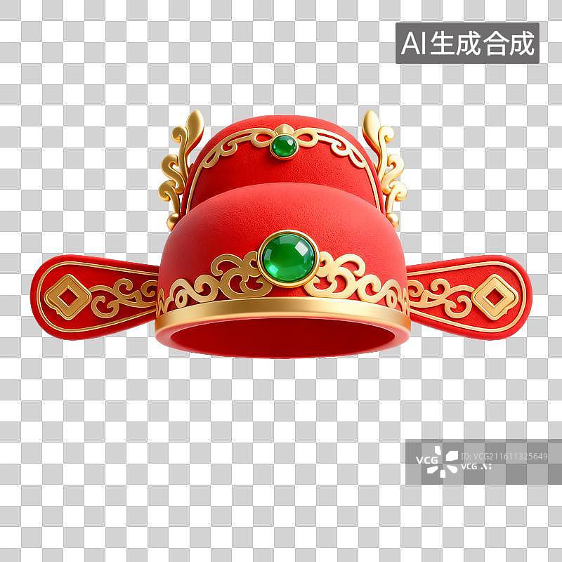 【AI数字艺术】中国传统红色财神帽图片素材