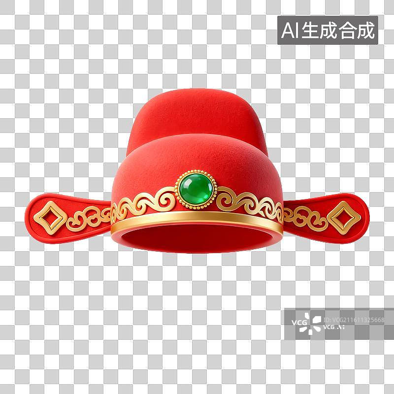 【AI数字艺术】中国传统红色财神帽图片素材