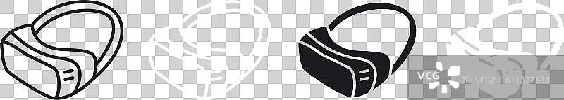 虚拟现实眼镜细线图标集图片素材