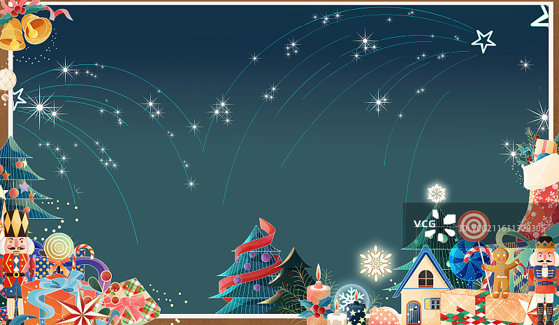 圣诞夜驯鹿雪橇巡礼图片素材