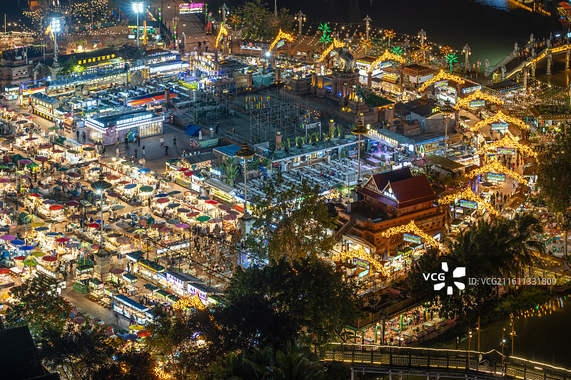 西双版纳告庄星光夜市夜景图片素材