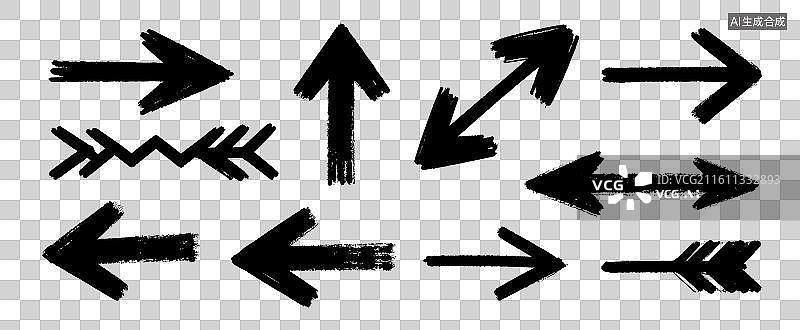 【AI数字艺术】[矢量EPS素材]黑色箭头图标集合（多种方向）图片素材