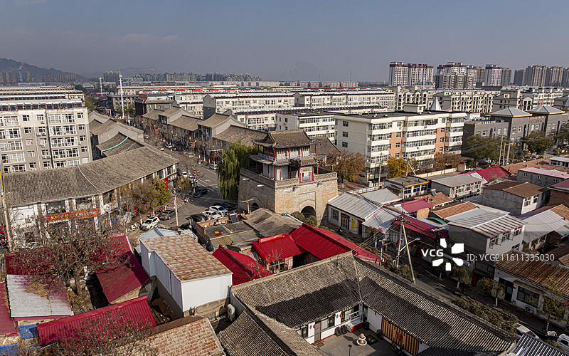 河北省张家口市涿鹿县鼓楼航拍图片素材