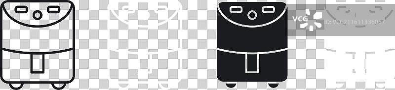 空气炸锅细线图标集图片素材