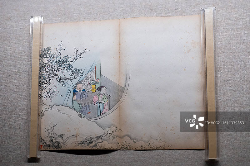 天津博物馆 清代后期人物画特展 清 孟毓梓 人物画册 ‌纸本设色‌ 庚辰年（1880）图片素材