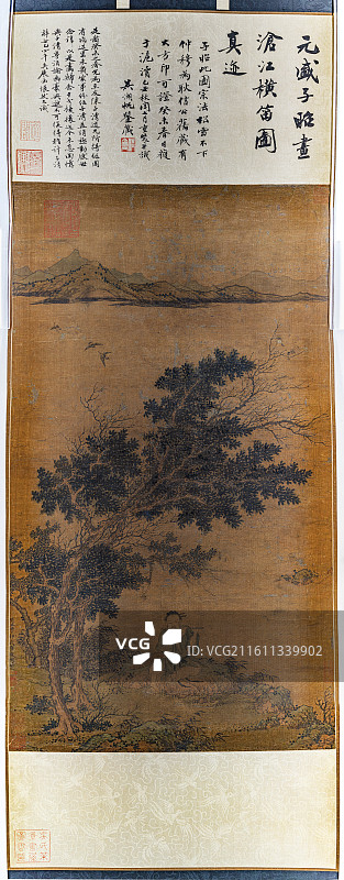 南京博物院藏元盛懋绢本设色沧江横笛图轴图片素材