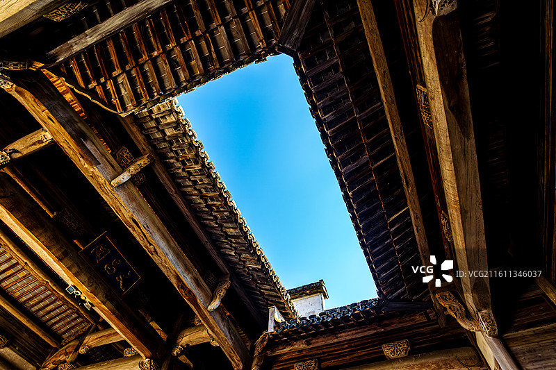 安徽宏村徽派建筑，马头墙图片素材