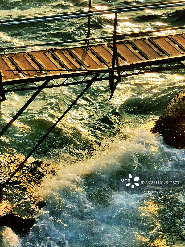 夕照栈桥图片素材