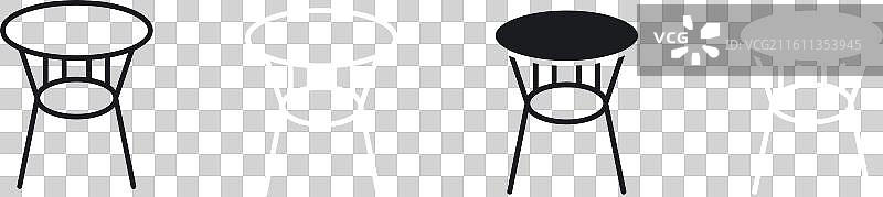 咖啡桌细线图标集图片素材