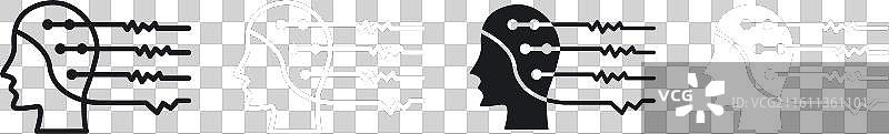 脑电图细线图标集图片素材