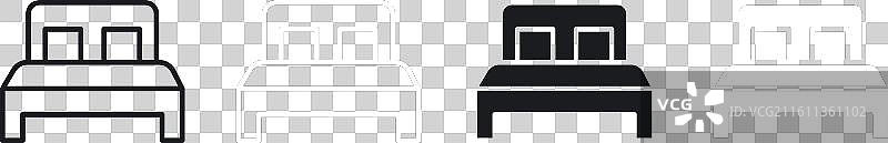 双人床细线图标集图片素材