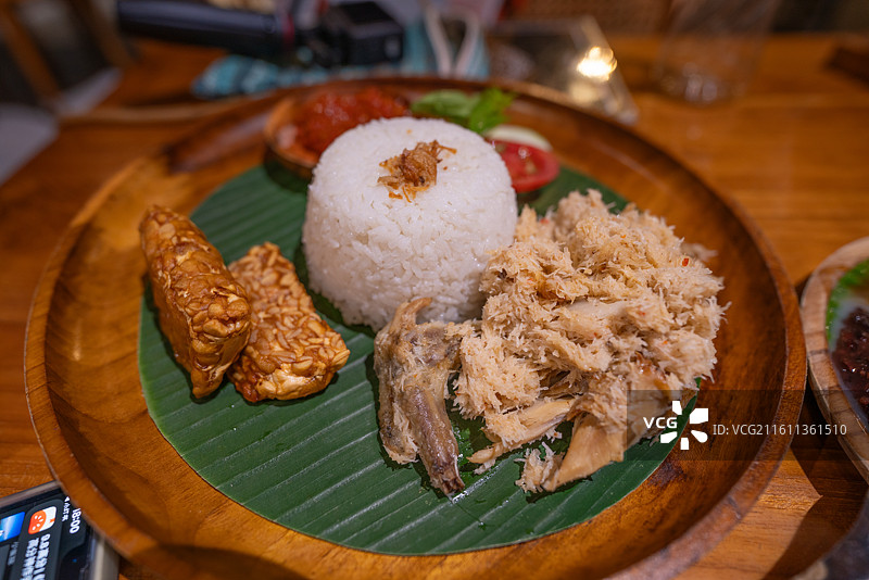 印尼椰子鸡饭特写图片素材