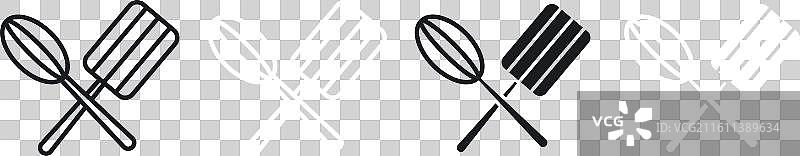 锅铲和打蛋器细线图标集图片素材