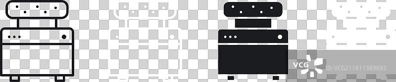 烤面包机细线图标集图片素材