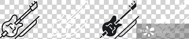 小提琴和琴弓细线图标集图片素材