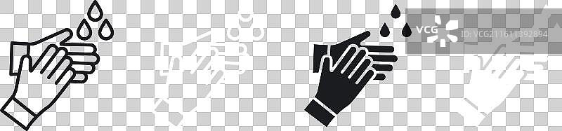 洗手细线图标集图片素材