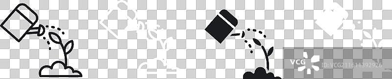 浇水植物细线图标集图片素材