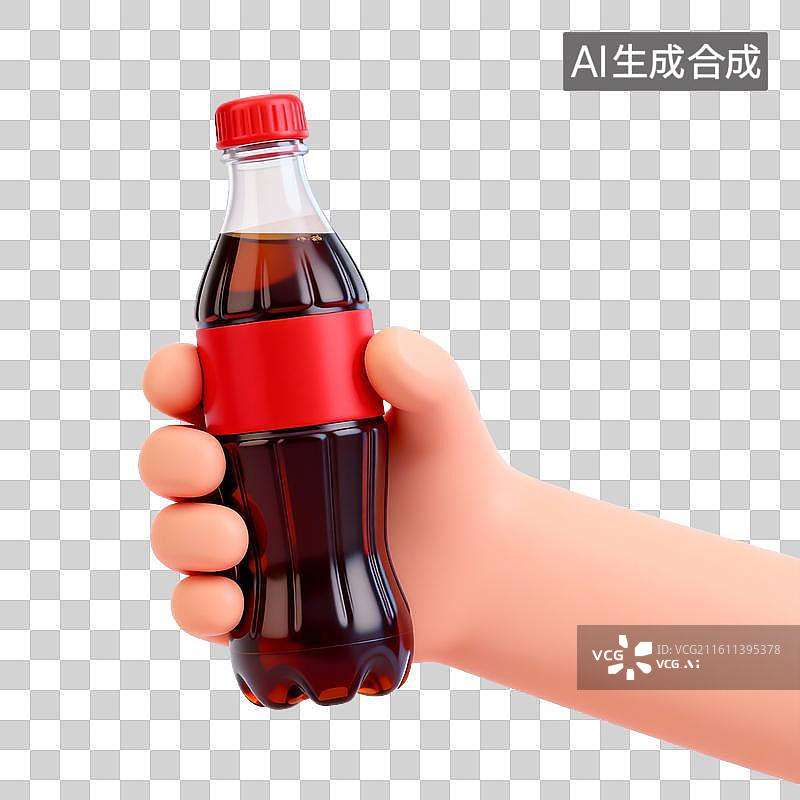 【AI数字艺术】手持红色瓶盖饮料瓶图片素材