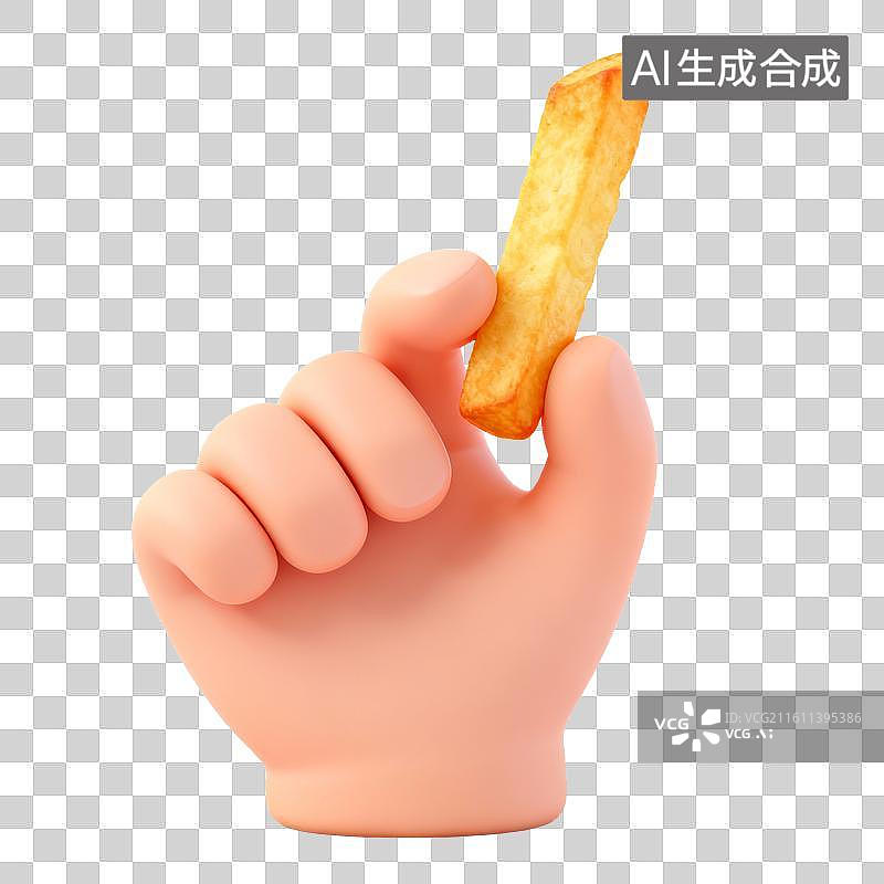 【AI数字艺术】手握薯条的卡通形象图片素材
