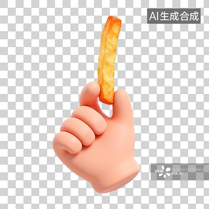 【AI数字艺术】手握薯条的卡通形象图片素材