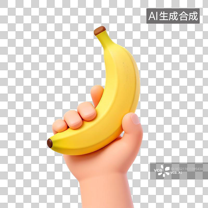 【AI数字艺术】手持黄色香蕉的特写图片素材