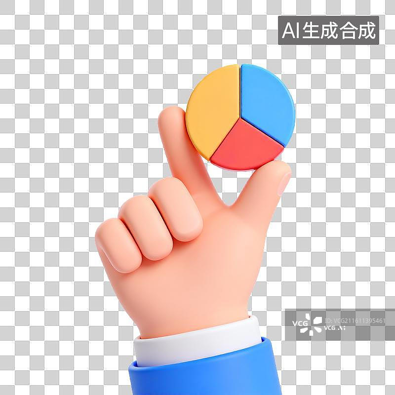 【AI数字艺术】手握彩色饼图图片素材