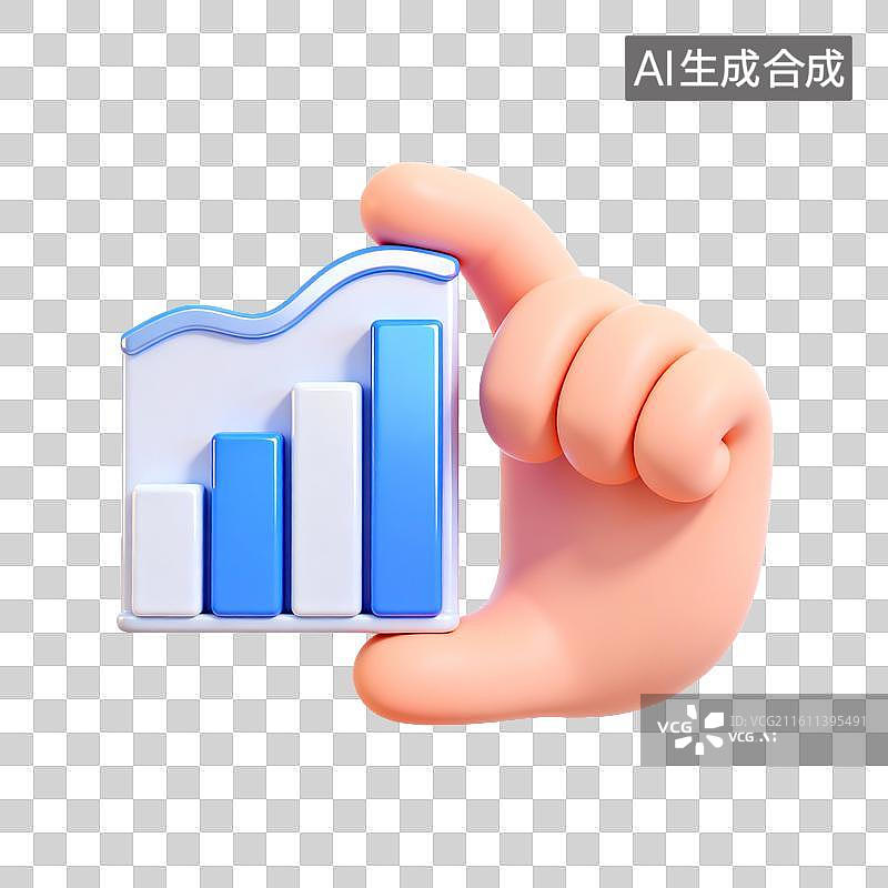 【AI数字艺术】手持增长图表的卡通手图片素材