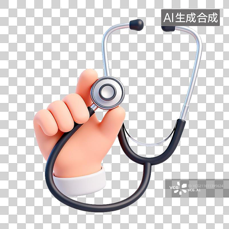 【AI数字艺术】手持听诊器的卡通手图片素材