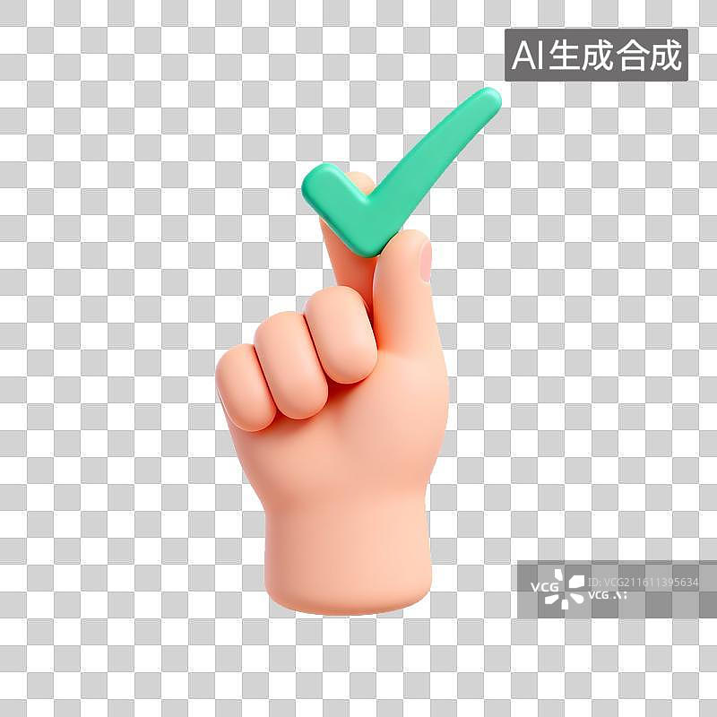 【AI数字艺术】手握绿色对勾手势图片素材