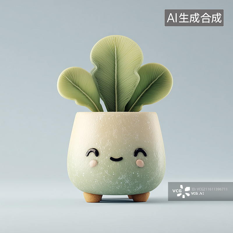 【AI数字艺术】可爱笑脸盆栽图片素材