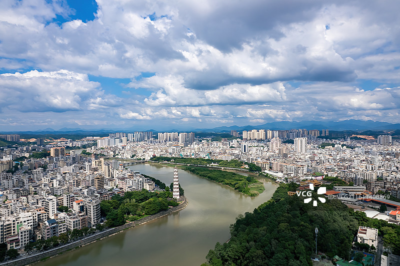 茂名高州市区风光航拍图片素材