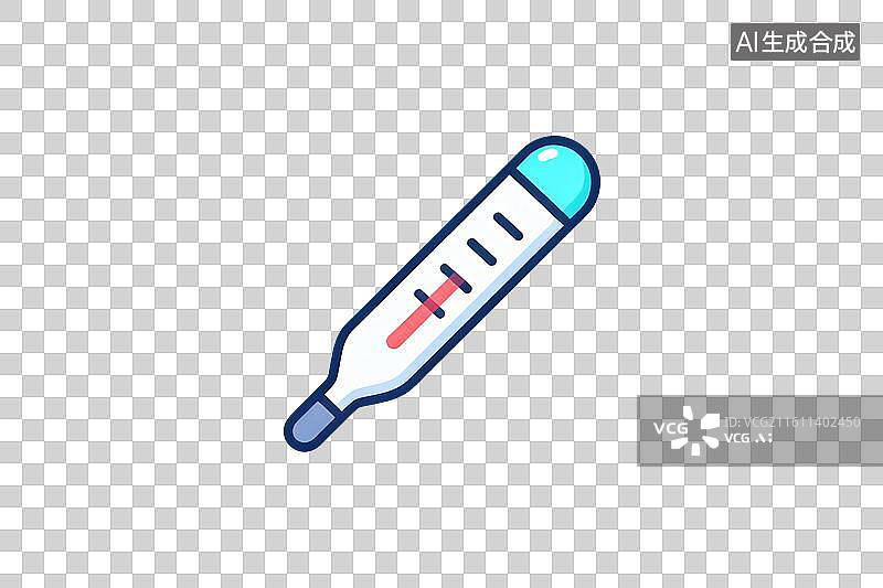 【AI数字艺术】卡通风格，一个水银温度计PNG格式的免扣元素图片素材