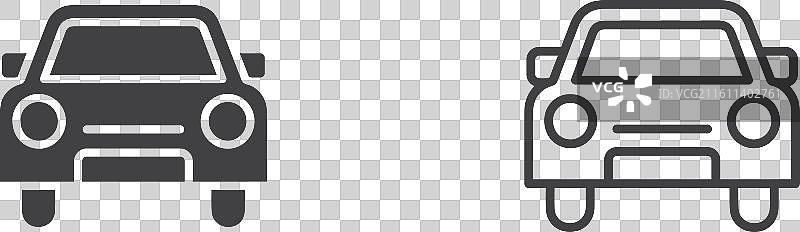 汽车正面视图细线图标集图片素材