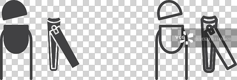 指甲刀和剪刀的黑色细线图标集图片素材